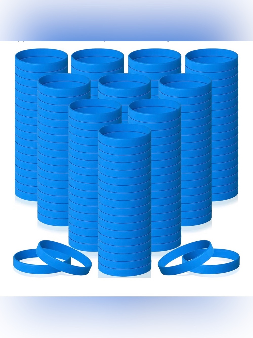 240 PCS Blue Rubber Silicone Bracelets Blank Wristbands Gift festival school NEW